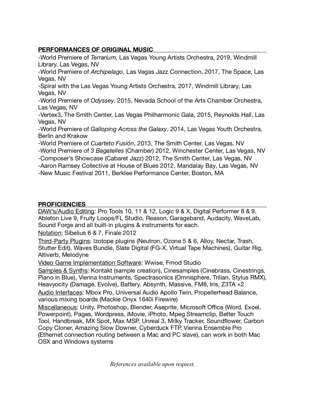 Aaron Ramsey Music Resume p. 3